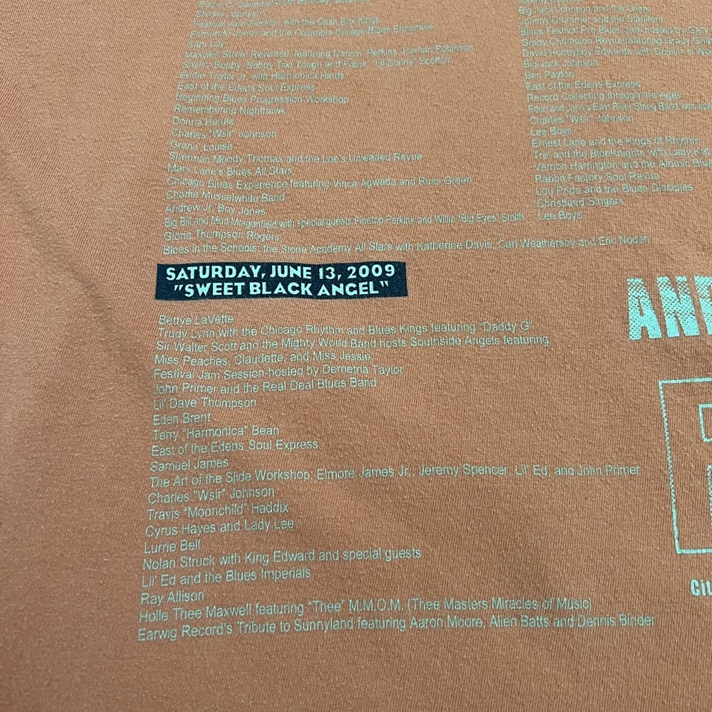 2009 Chicago Blues Festival T-Shirt LARGE Orange Bands Listed 2 Sided 26 Edition - Picture 9 of 16